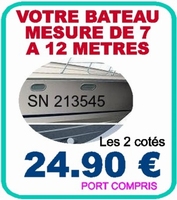 Immatriculation bateau moins de 7 à 12 metres mtres